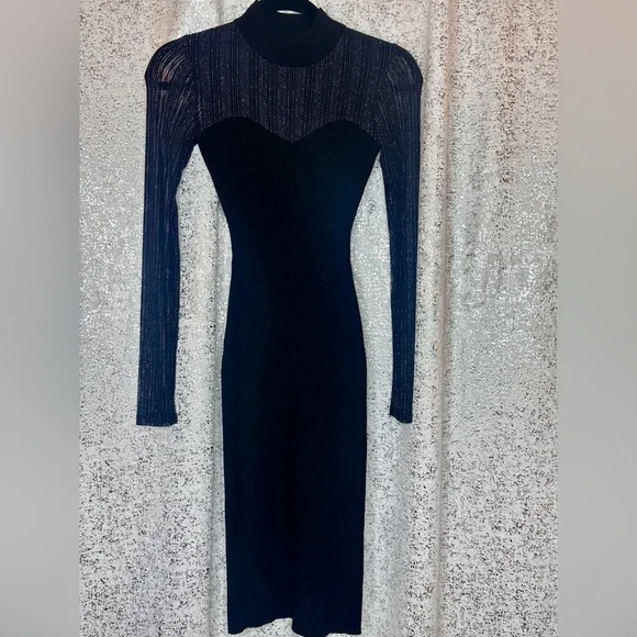NWOT Black bodycon knit dress - Picture 8 of 10